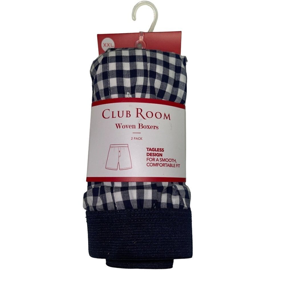 NEW! Club Room Holiday Two Pack Boxers Blue White Check Men's Size XXL